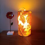 Suspension, nomadic fabric lampshade in vintage yellow floral.