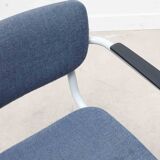 Blue fabric S-shaped chair with armrests