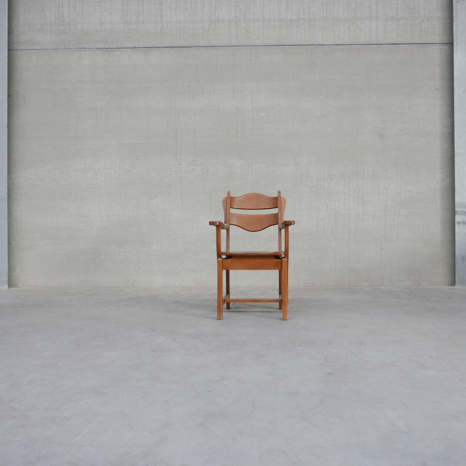 Dutch solid oak mid-century armchair