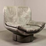 Eye-Catching Italian Grey Leather Lounge Chair by Ammanati & Vitello, 1970s