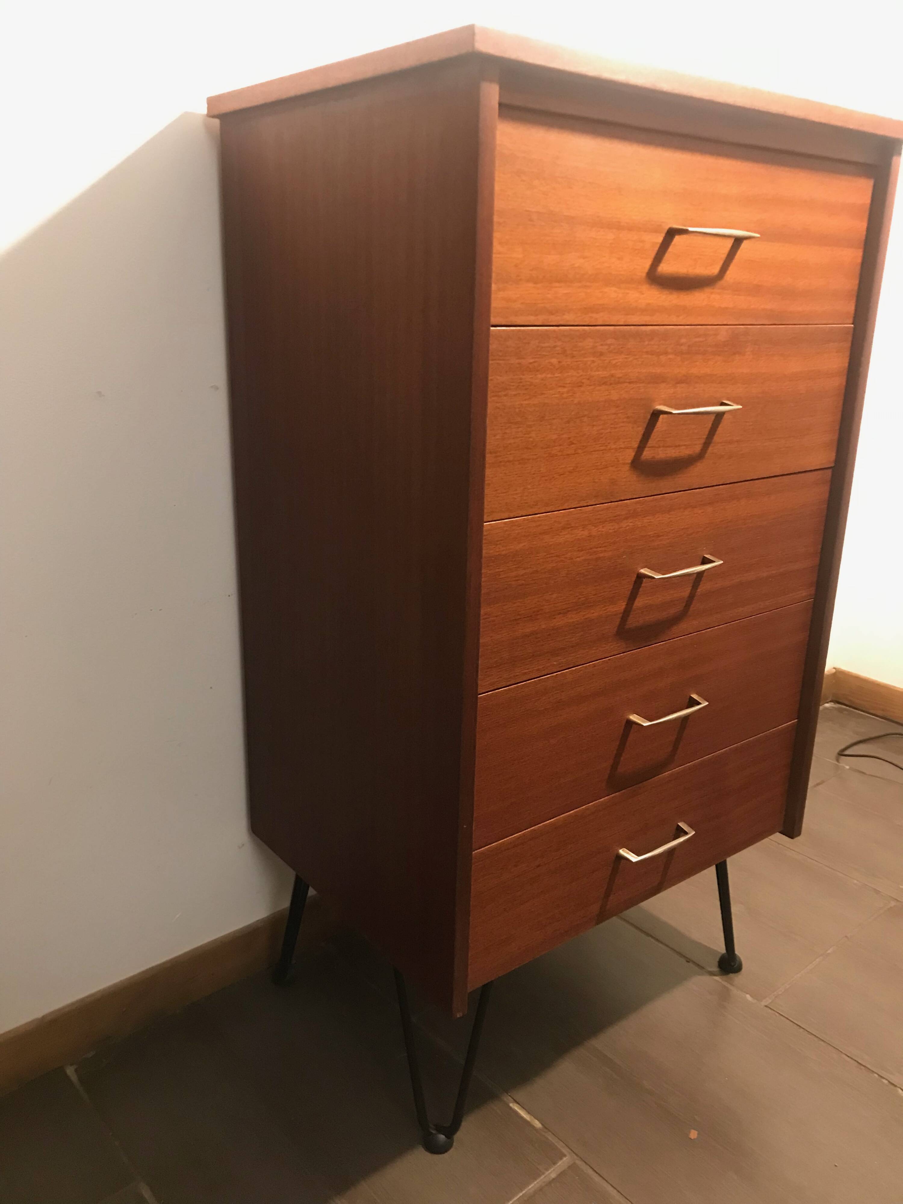 commode 5 tiroirs en teck 1960