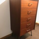 5 drawer teak chest of drawers 1960