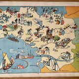 Old poster illustrated map of Brittany 1939 - JP Pinchon