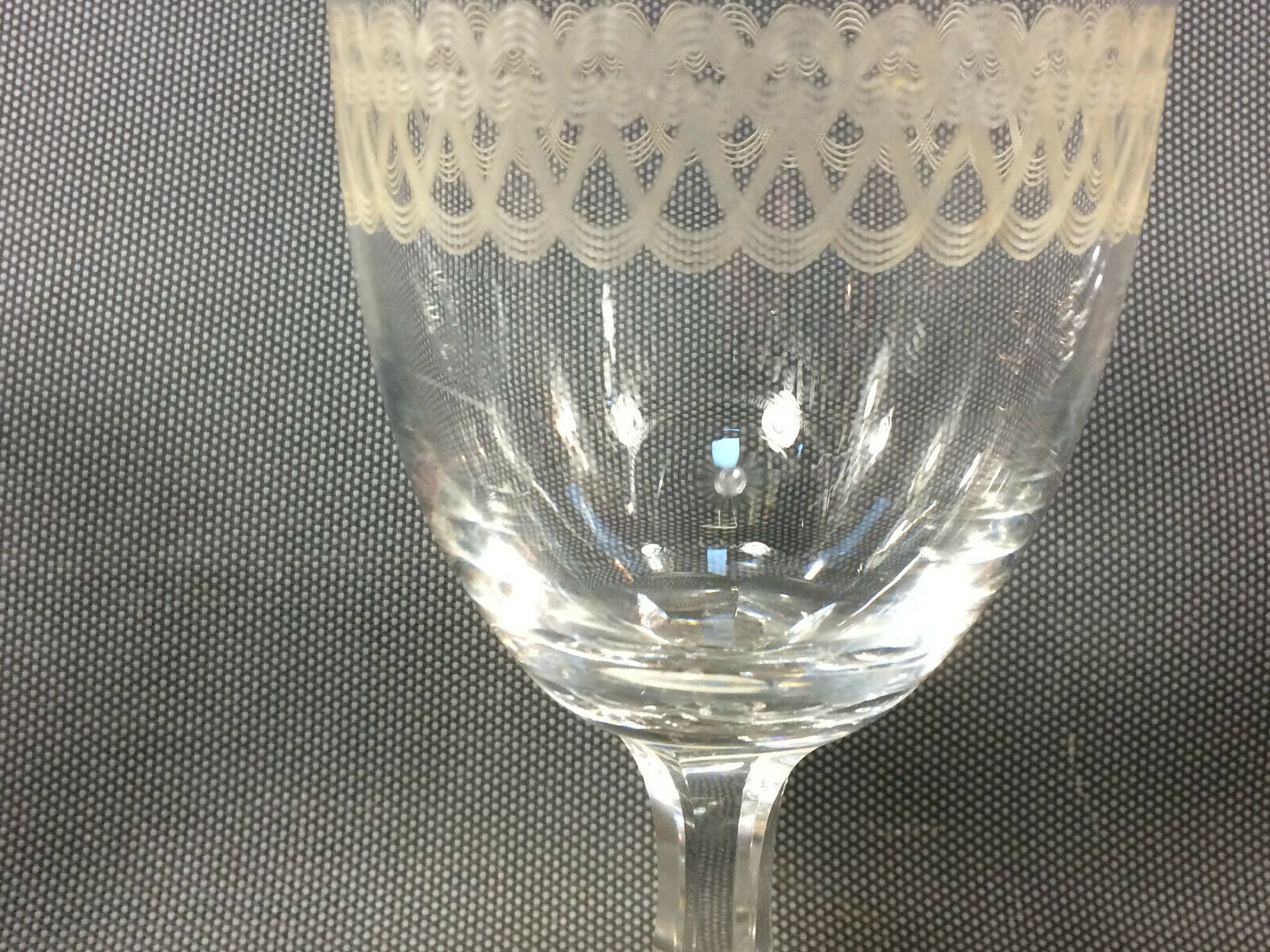 Lot of 4 old vintage engraved water or wine glasses