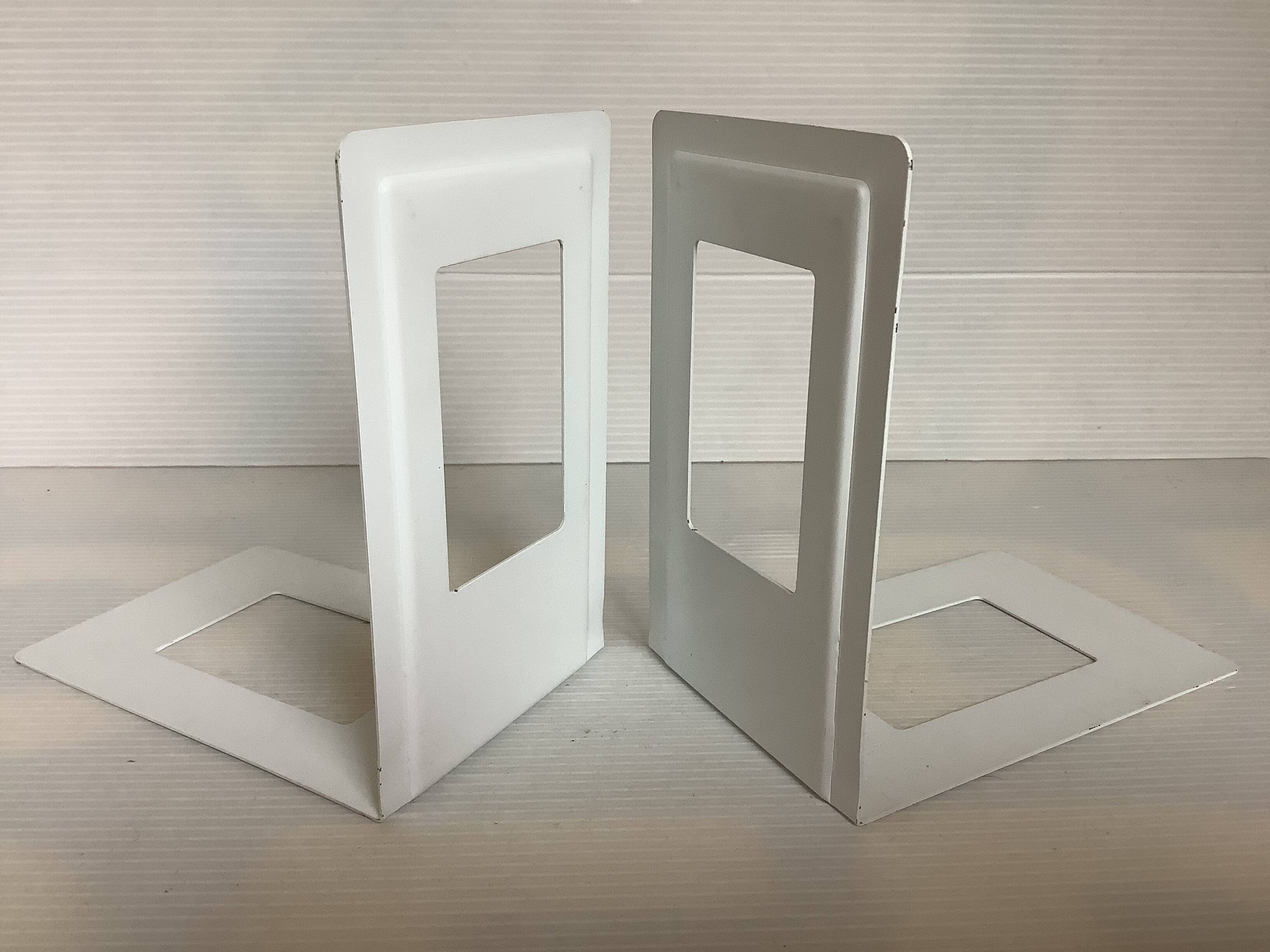 Pair of white metal bookends