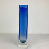 Blue glass vase in Sommerso Murano style, vintage