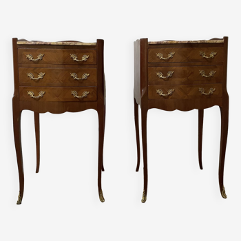 Pair Of Marquetry Bedside Tables