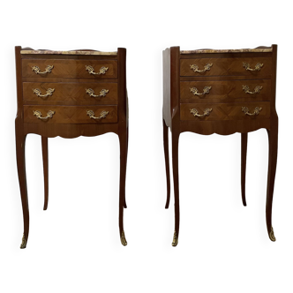 Pair Of Marquetry Bedside Tables