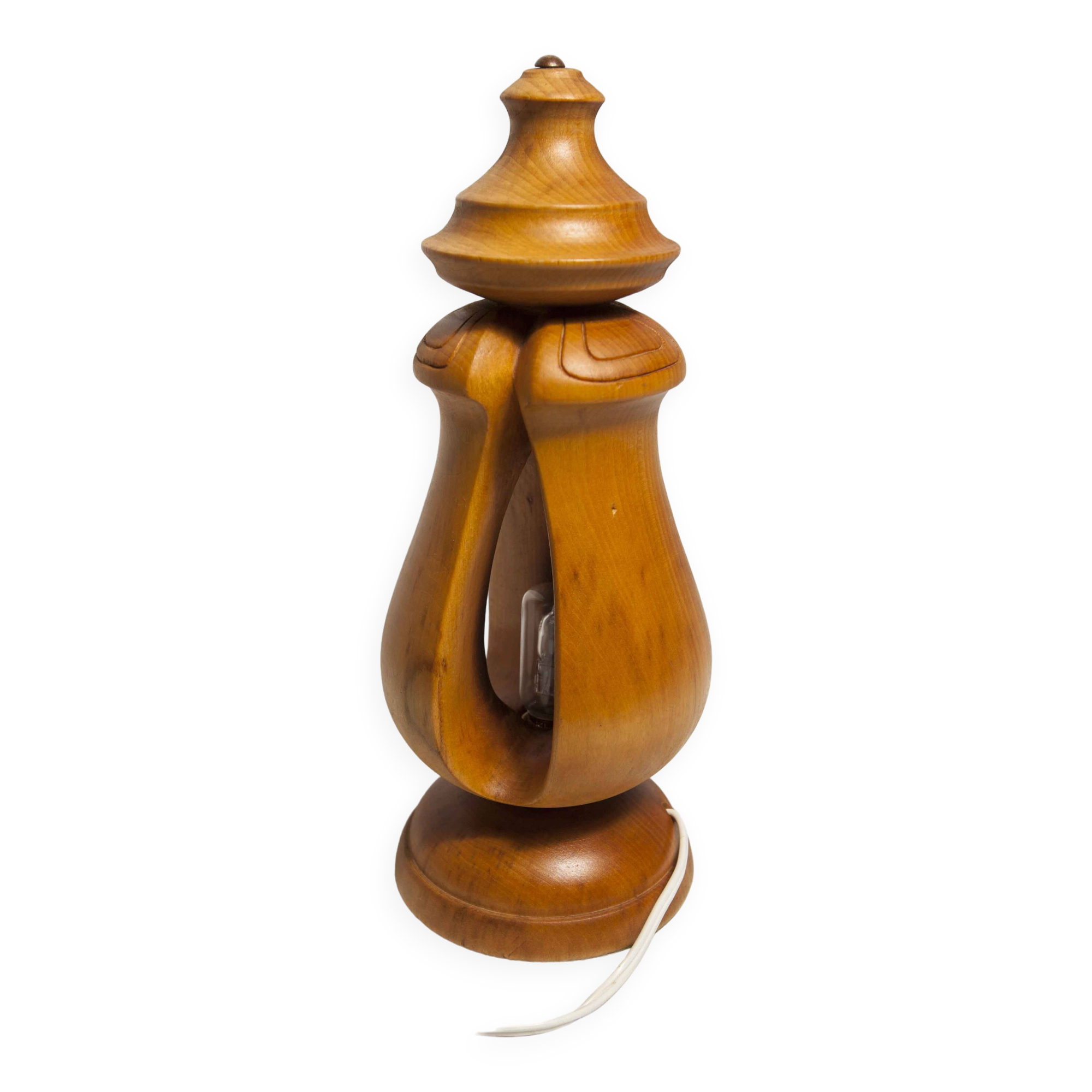 Solid wood table lamp 1960