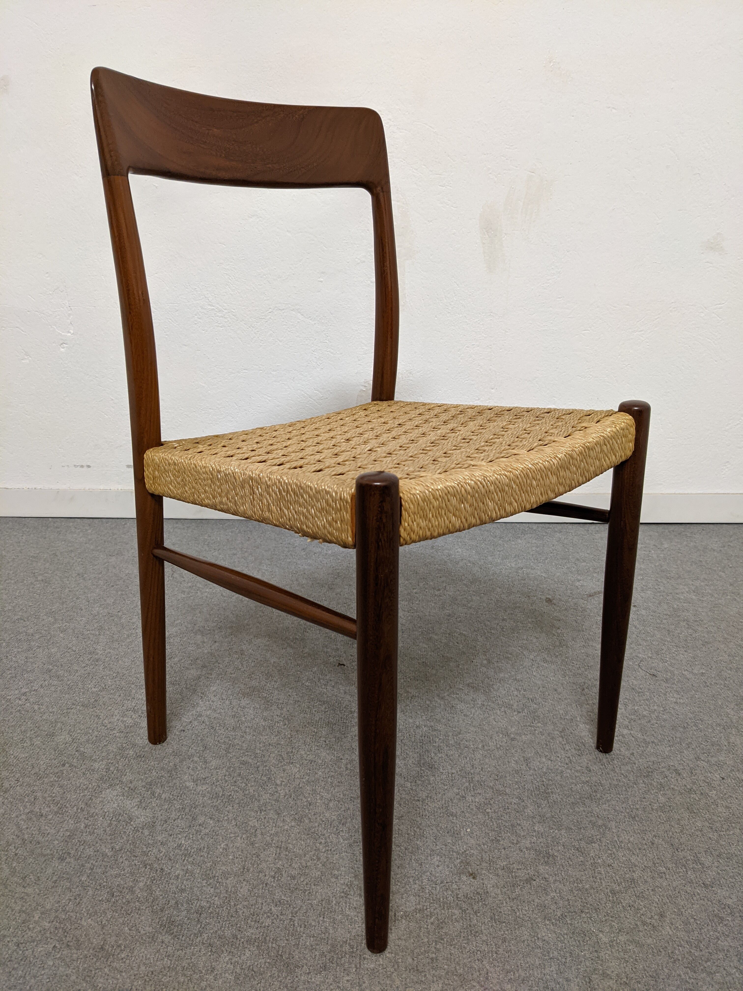 Pair of Danish chairs in teak and rope from the 60s/70s