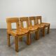 4 brutalist chairs by Silvio Coppola for Roche Bobois, solid pine