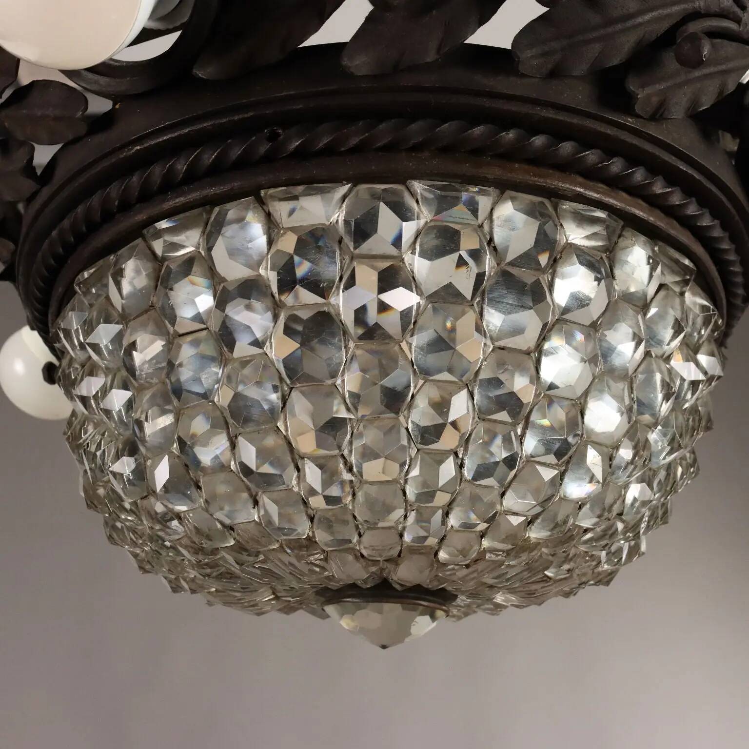 Antique Art Nouveau wrought iron chandelier, 20th century