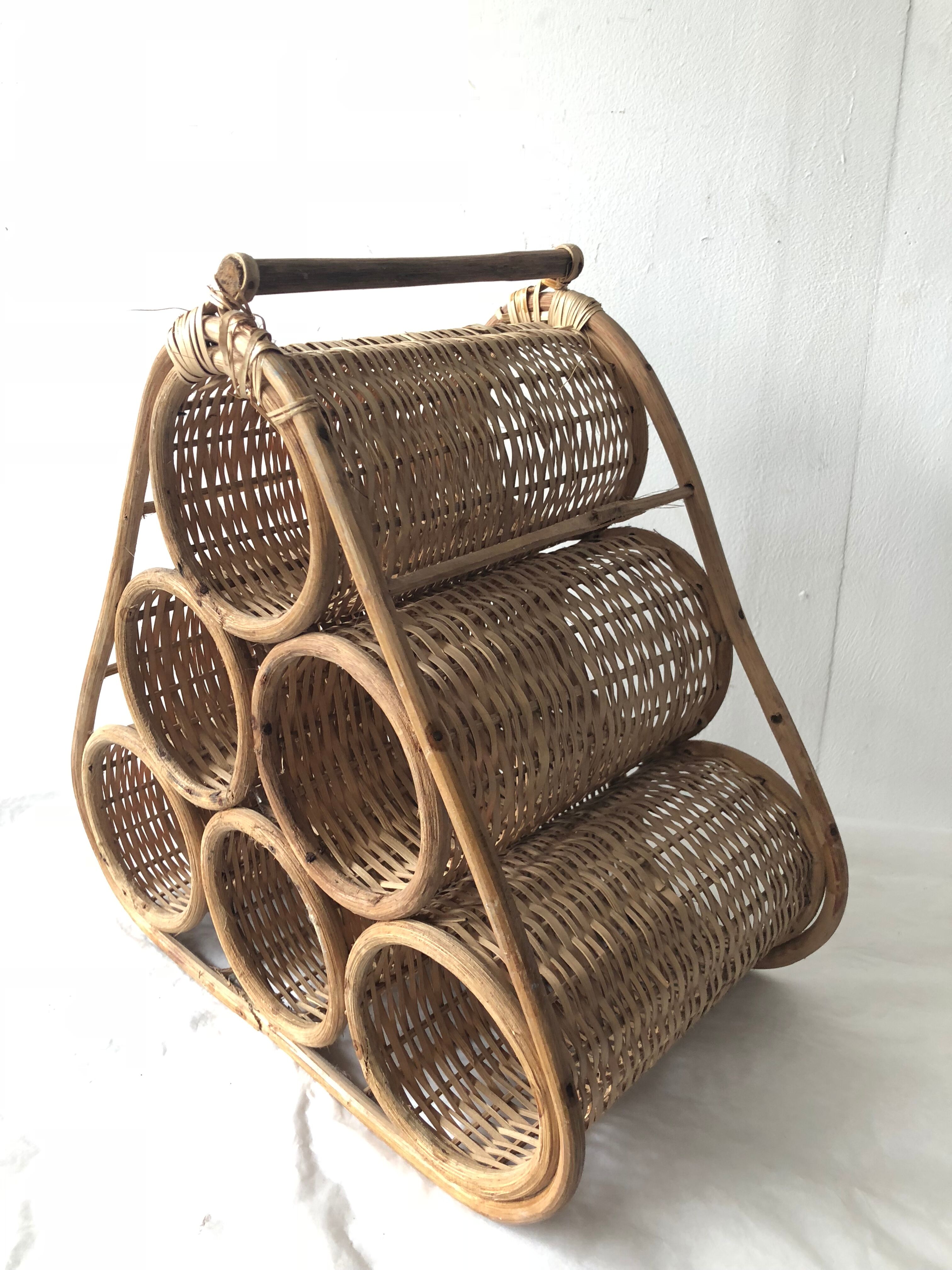 Vintage rattan bottle holder