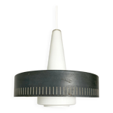 Modernist pendant lamp opal glass and grey metal Bent Karlby for Lyfa, Denmark, 1950-60