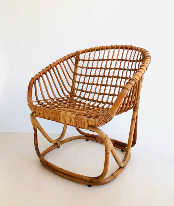 Fauteuil en rotin de Tito Agnoli pour Pierantonio Bonacina, Italie 1958