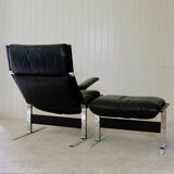 leather armchair + ottoman
