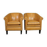 Set of 2 club chairs in blond sheepskin