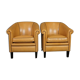 Set de 2 fauteuils club en cuir de mouton blond