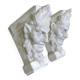 Pair of white statuary marble consoles, with faun heads