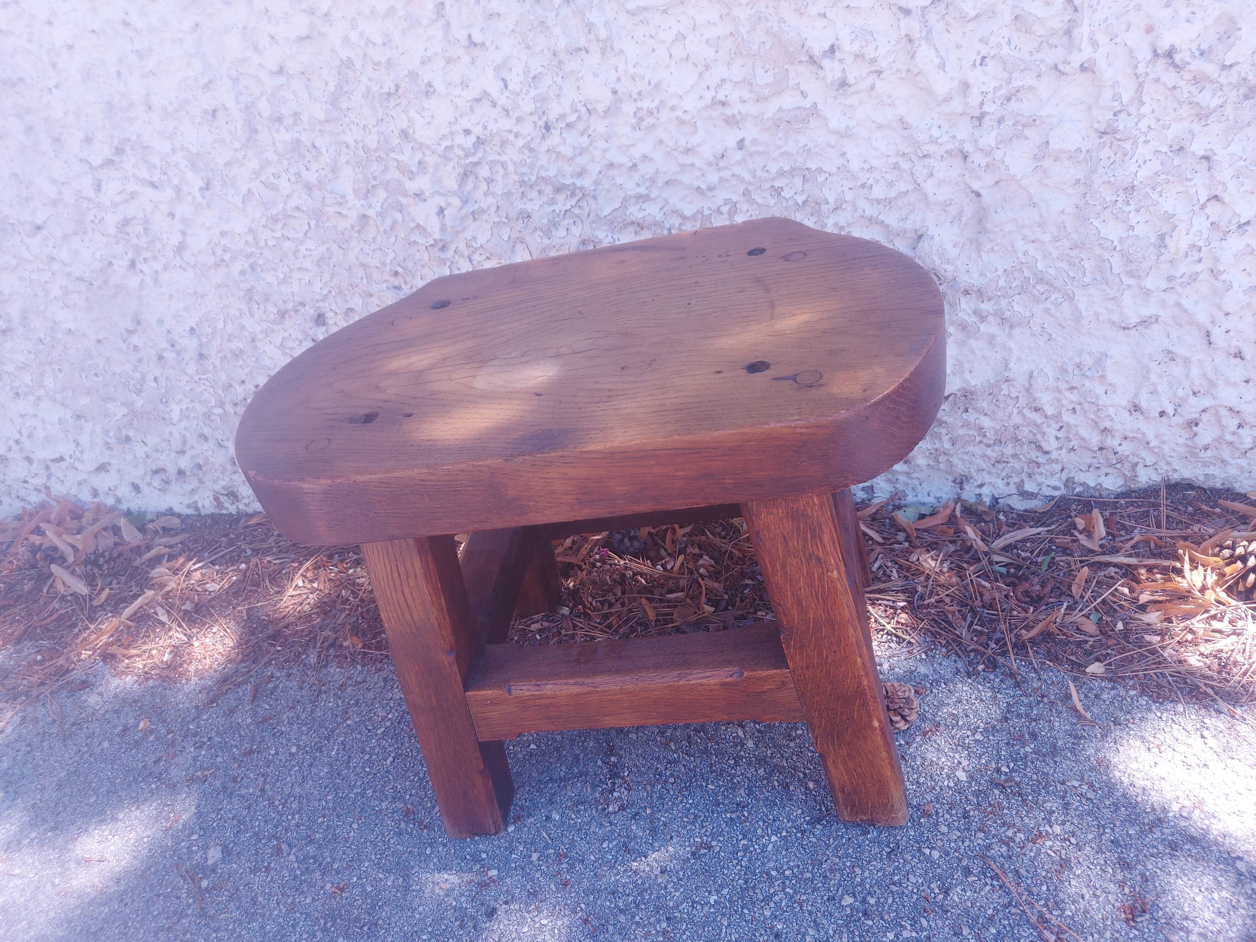 Brutalist wooden stool