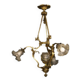 Art nouveau bronze chandelier, 1900s