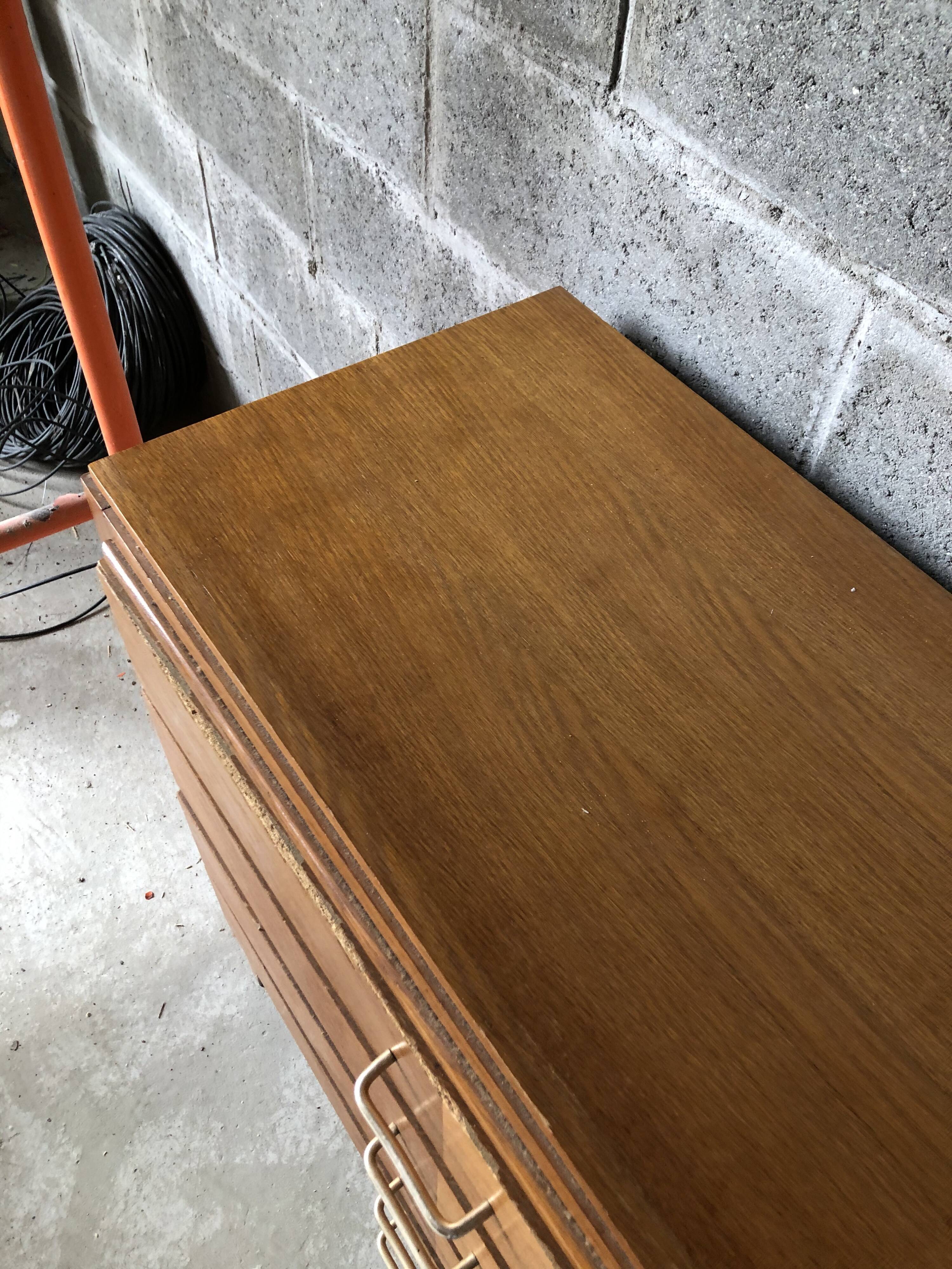 Vintage chest of drawers light oak compass feet