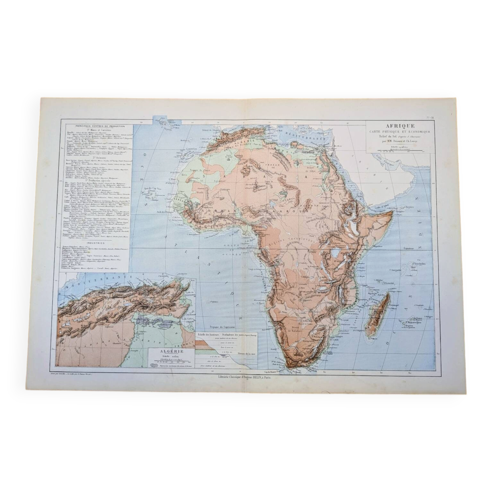 Africa, original map printed in 1892.