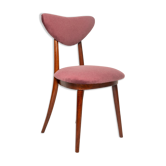 Chaise cœur en velours violet prune vintage milieu du XXe siècle