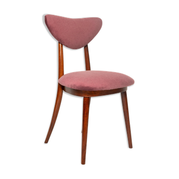 Vintage mid-20th century purple plum velvet heart-shaped chair.