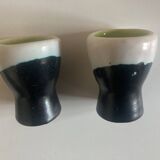pair of green lined Vallauris 196O egg cups
