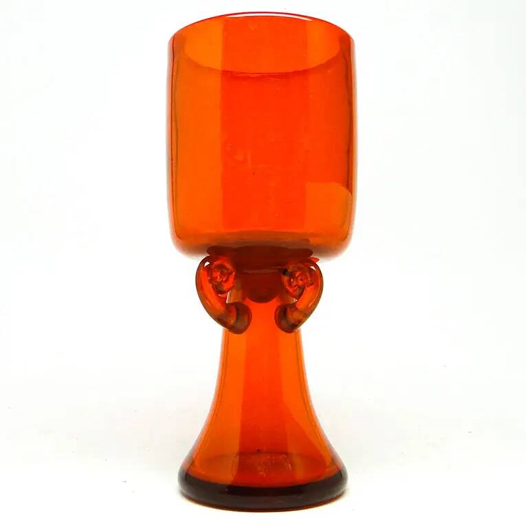 Modernism vase, orange glass, designed by J. Słuczan-Orkusz, Poland, 1970s
