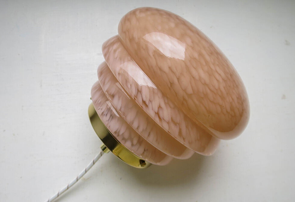 Brass opaline hanging lamp