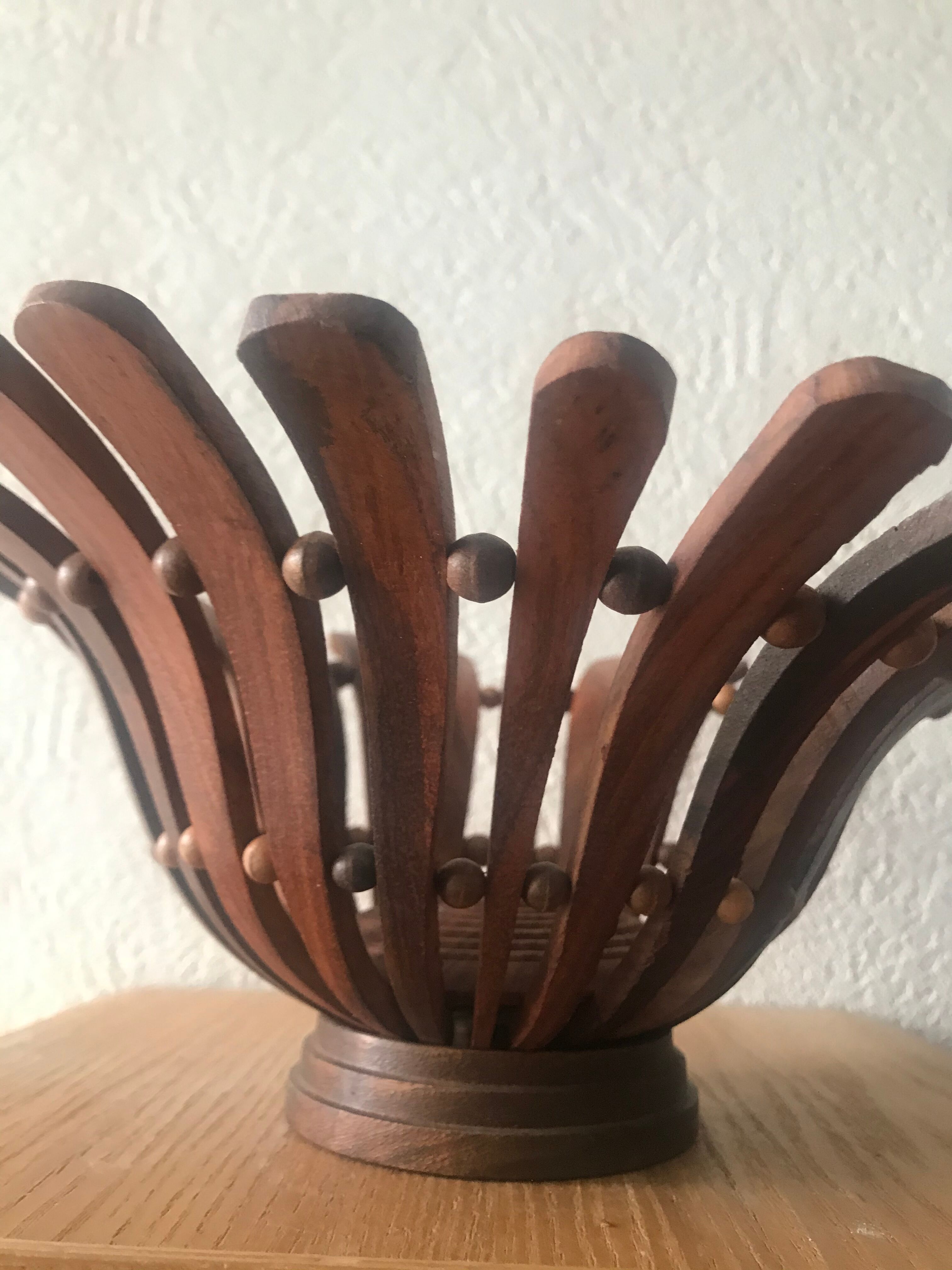 Vintage wood trinket bowl