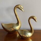 Duo of ancient brass swans