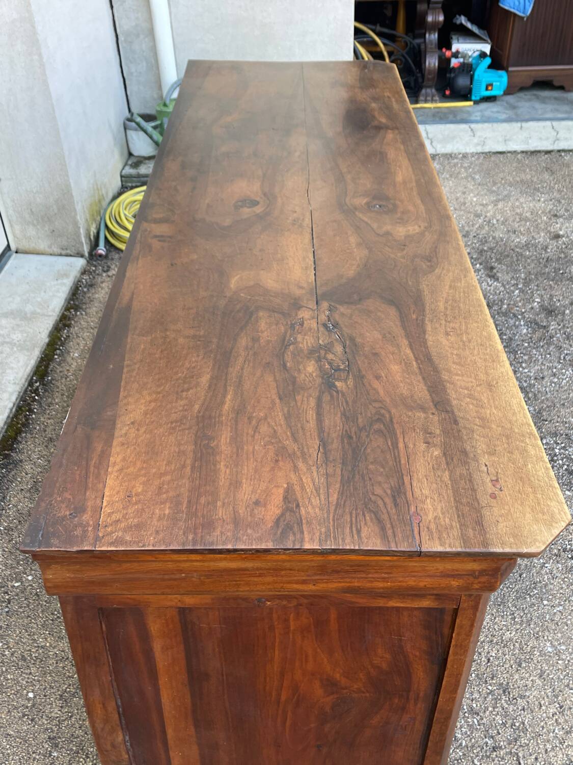 Walnut sideboard, Louis Philippe style, three doors, three shelves