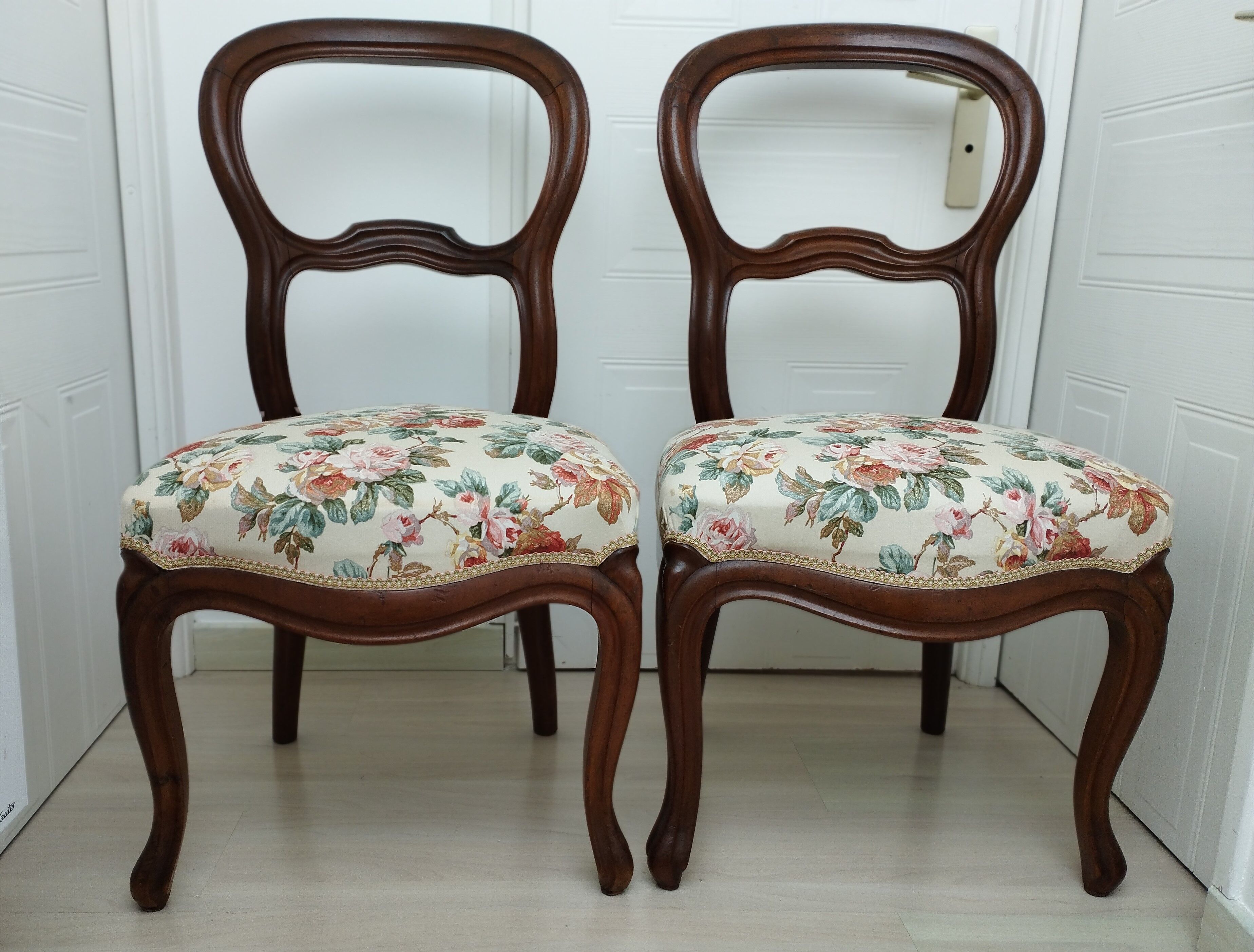 Pair of chairs Louis Philippe fabric seat