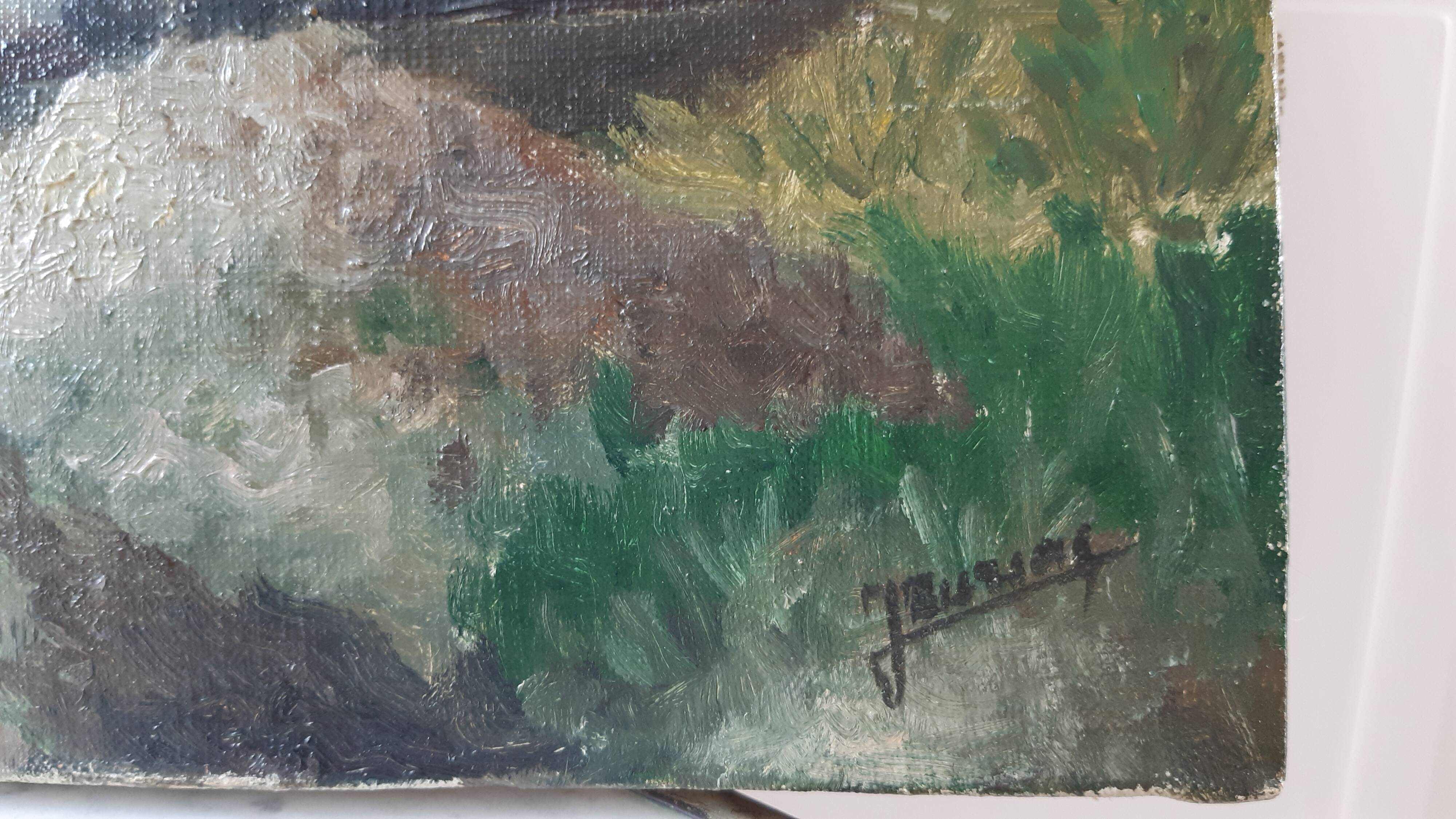 Tableau huile sur toile paysage forêt signé années 30