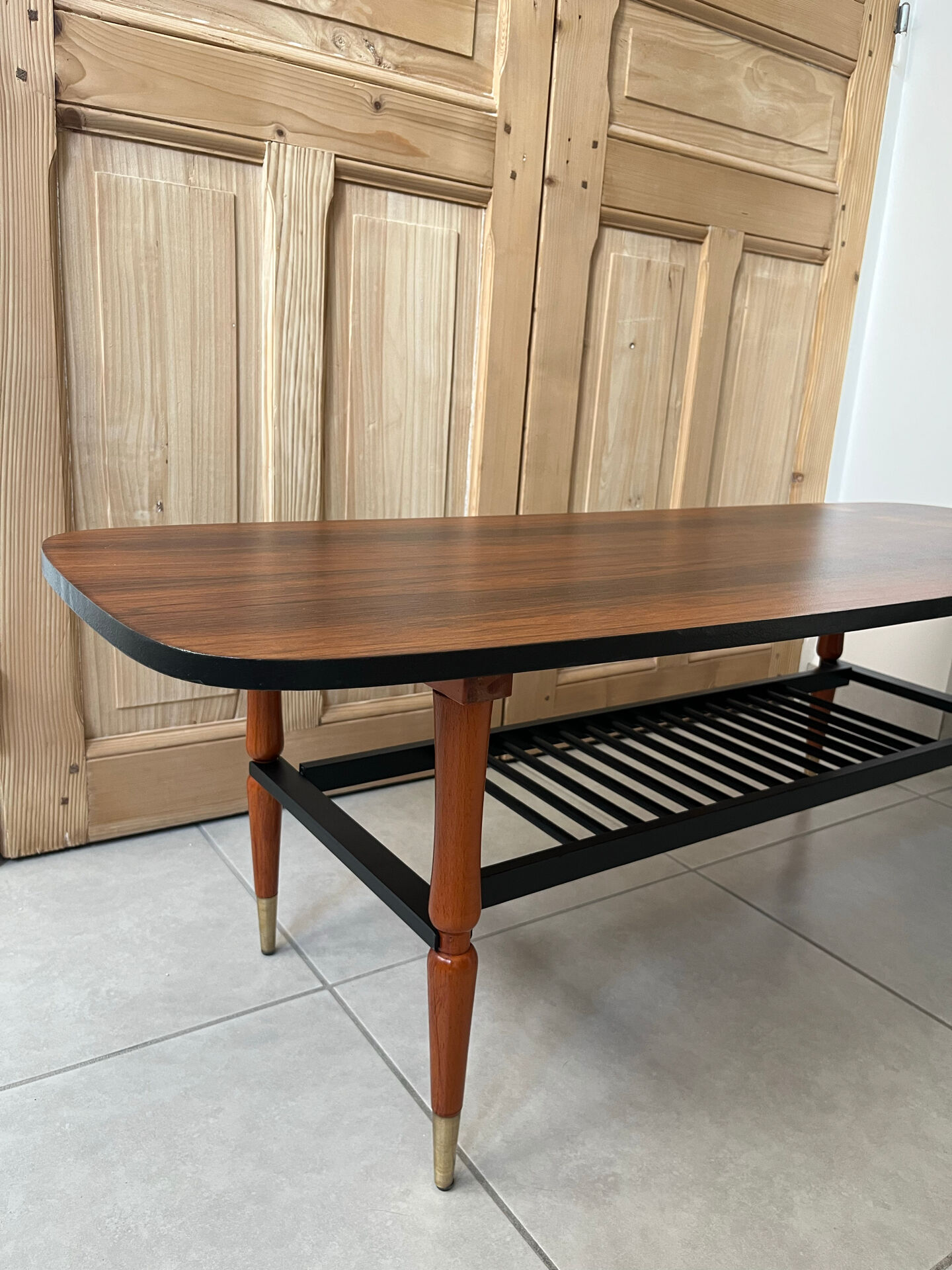 Scandinavian style coffee table with 2 levels from the 1960s.