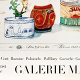 Art/saul steinberg original poster in lithography/drawings,1974 / lith signs, date saul steinberg
