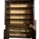 XL vintage display cabinet in wood, very tall, with embossed glass.