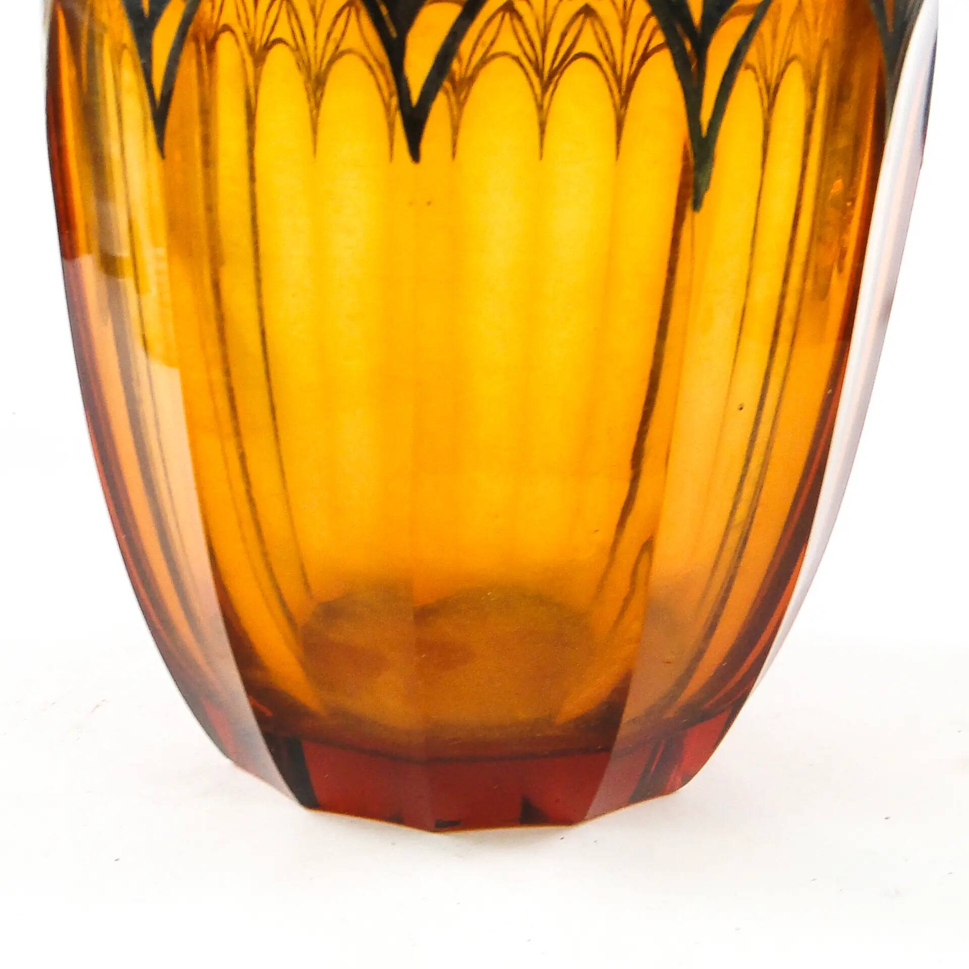 Art déco vase, honey crystal, galvanic coating, Poland, 1930s