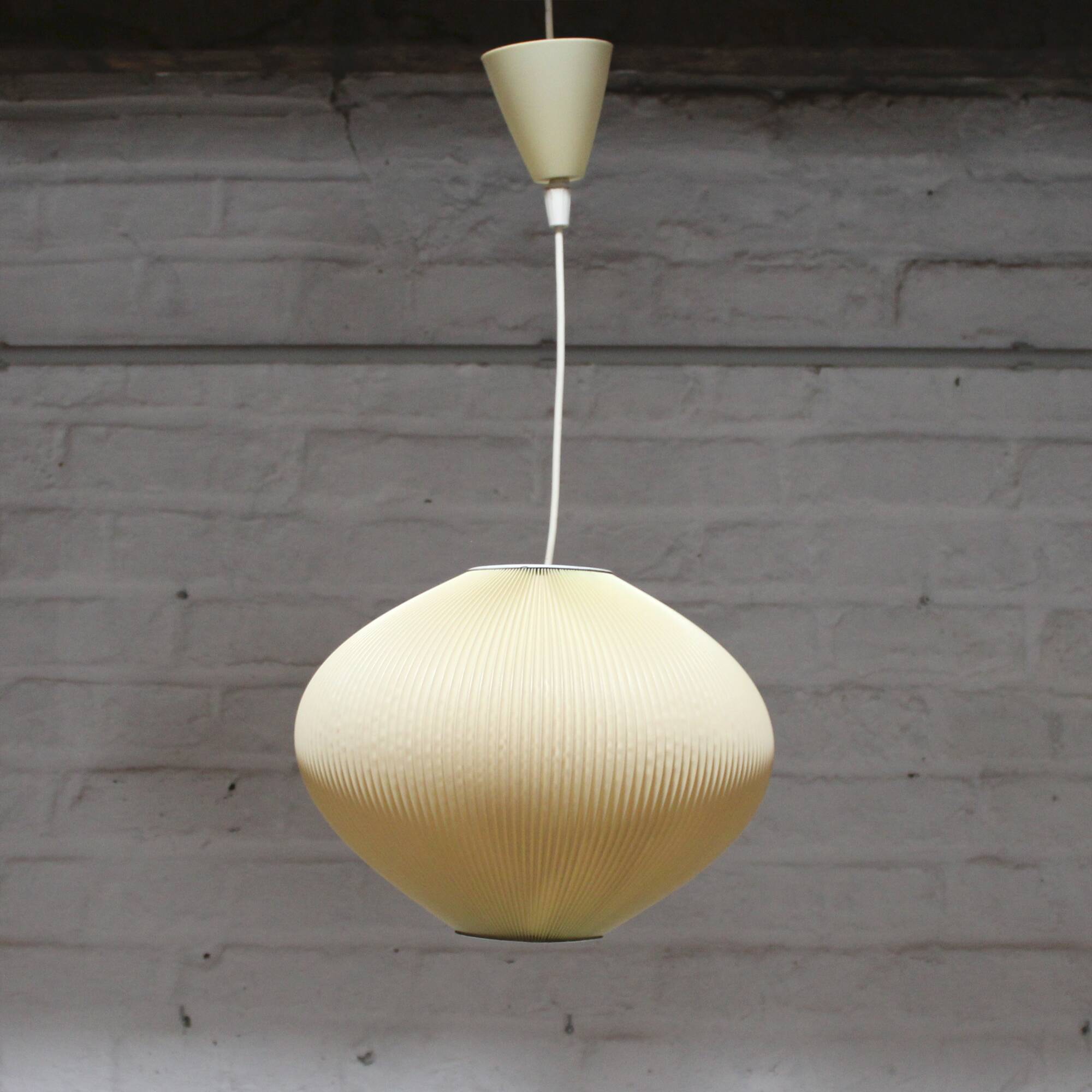 Rhodoid plastic pendant light in the style of Rispal 1960s