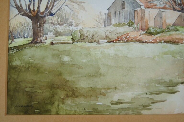 Church in the countryside - Watercolor signed