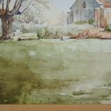 Church in the countryside - Watercolor signed