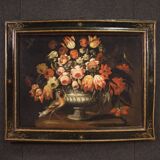 Paintings from the Lombard school of the 17th century, pair of still life with vase of flowers