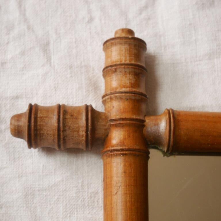 Bamboo-style wooden mirror