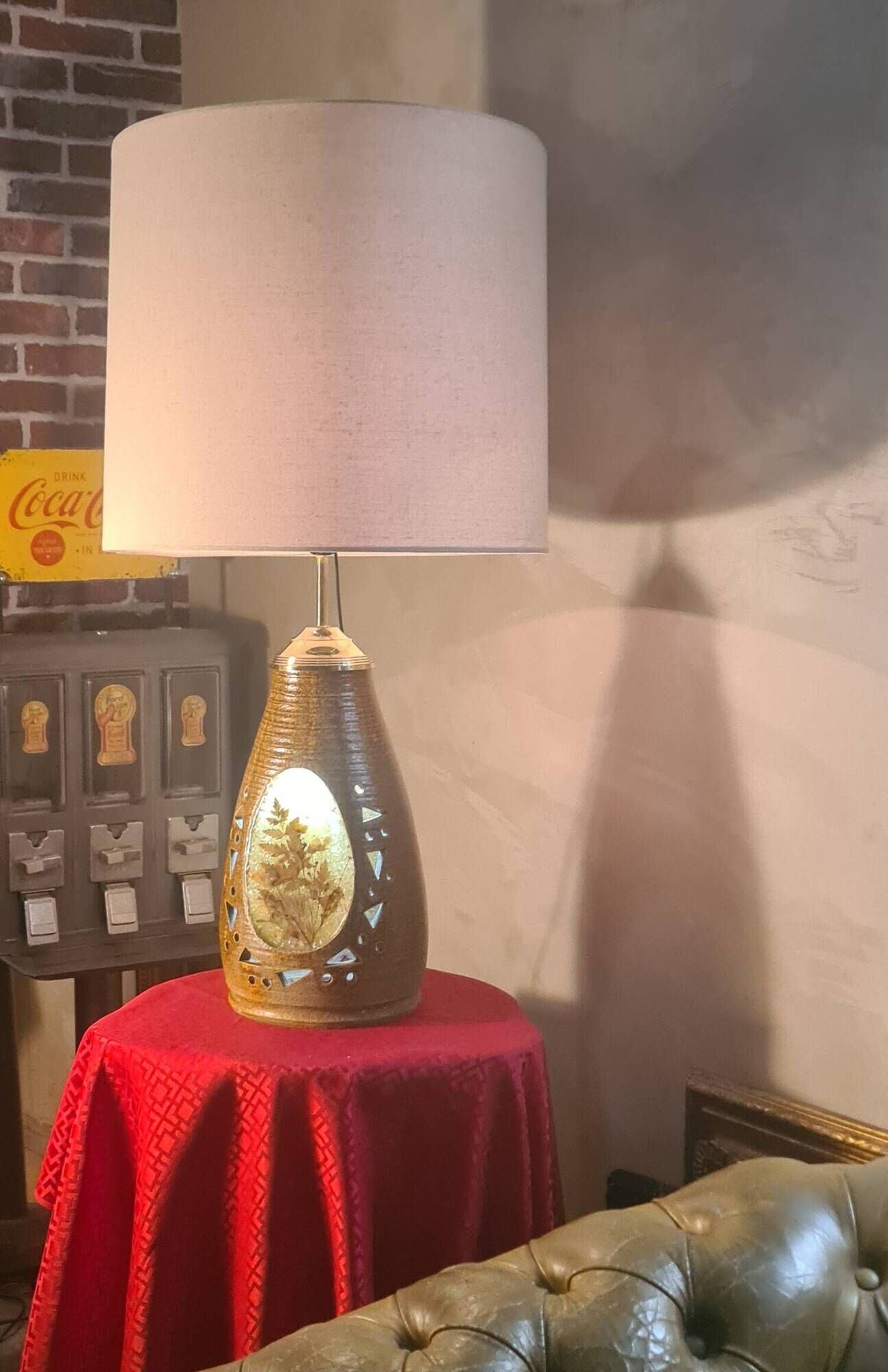 large lamp Accolay 87x44 in ceramic and resin inclusion Vintage/60 to 70