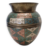 Vase en laiton peint d'Inde, années 1970