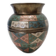 Painted Brass Vase From India, 1970s