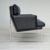 2 seater sofa, leather, chrome steel.